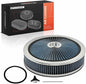 A-Premium 14"x3" Round Blue Chrome Universal Air Cleaner Filter Assembly - Compatible with Chevrolet Chevy GMC Ford Models- Fit For 5-1/8" carburetor neck
