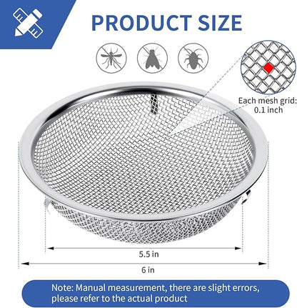 6" Rain Barrel Screen Filter for Rain Barrels, Premium 304 Stainless Steel Barrel Filter, Long-Lasting Durability -Kitchen Wash Colander -Soil Sifter, for Keep Mosquitos&Debris Outside, Fruit Draining