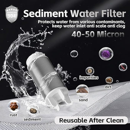 FA22 MINI Brass Sediment Filter, 50 Micron, Reusable Water Filter, Anti Scale, Anti Clothes Yellow, Traps Rust/Mud/Sand, Compact Portable