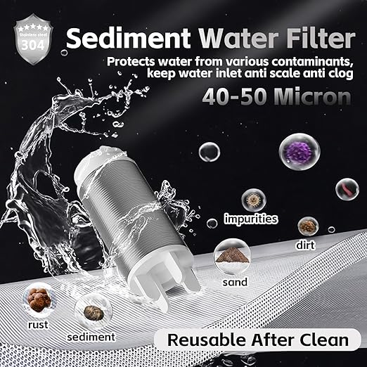 FA20 Brass Sediment Filter, Reusable Washer Water Filters, Traps Sand, Rust, 40 Micron Inline Water Filters for Washing Machines, Shower, Well