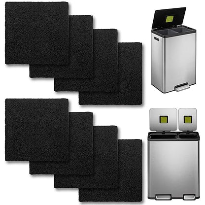 8 Pack Trash Can Odor Filter Refills for Compost Bin, Square Carbon Compost Filters for Countertop Bin, Activated Carbon Filter Charcoal Deodorizer Sheets for Indoor Trash Cans