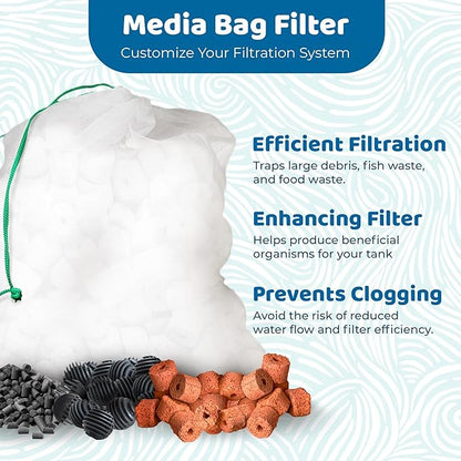 SunGrow Catappa Leaf Filter Bags, 10 Mesh Bags for Carbon Media, Durable Drawstring Bio Media Bags for Fish Tank Filters, Aquarium Fine Nylon Bags for Activated Carbon, Biosphere, or Ceramic Rings