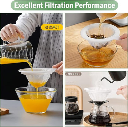 2PCS 450 Mesh Fine Mesh Filter with PP Material Non-Slip Anti-Scalding Handle Safe and Durable Sieve for Kitchen Tea Soy Milk Coffee Juice, 12.72x6.85x3.86 inch