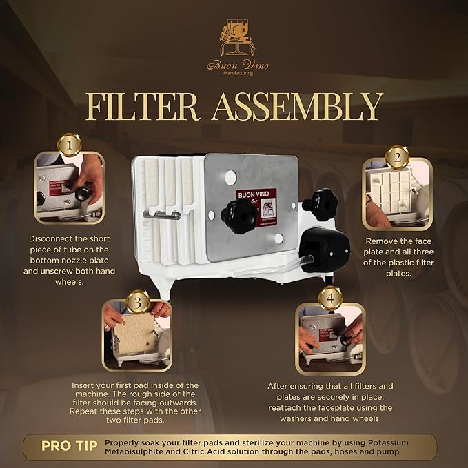Buon Vino Mini Jet Wine Filter - Easy Bottle Filteration Brewing Kit - Simple Automatic Machine Accessories - Brew System Gadgets - Portable Homebrew Supplies - Electric Mini Whisk Filters Equipment