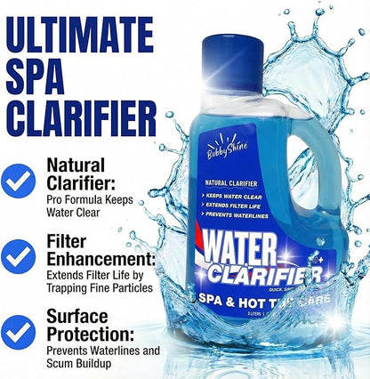 3-in-1 Hot Tub Water Clarifier – Hot Tub Chemicals, pH Neutral Formula, Chlorine/Bromine/Salt Compatible, Extends Filter Life + Waterline Control, 3 Liter (101.5 fl oz)