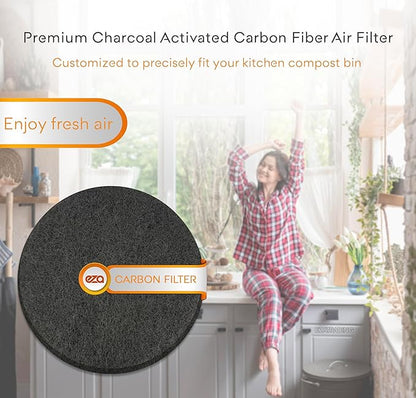 Premium Charcoal Activated Carbon Fiber Replacement Air Filter for Kitchen Compost Bin (10 Pack, Round 5.5")