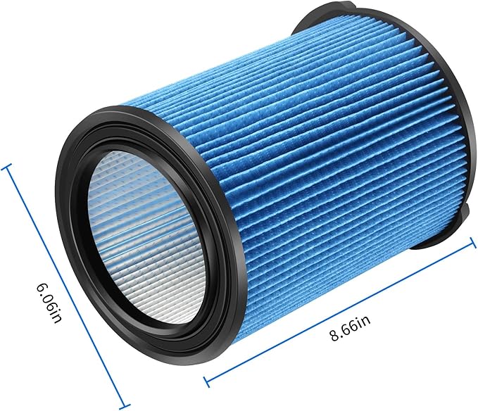 VF5000 Replacement Vacuum Filter 3 Layer Pleated with High Efficiency Particle Air Filter Material Compatible with Rigid Shop Vac 6-20 Gallon Wet Dry Vacuums (2 Packs)