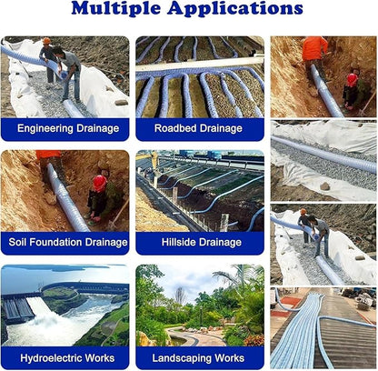 5cm/2in Diameter French Drain Pipe Perforated Drainage Pipes, Soft Infiltration Tubular Underground Drainage Systems for Outside Driveway/Sidewalk, Steel Wire Reinforced Permeable Tube(2400cm)