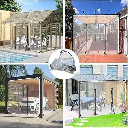 Transparent Tarpaulin Side Panels, Outdoor Clear Tarp Curtains with Zipper Door, Curtain Patio Enclosure for Pergola Porch Carport Canopies(4.5x4.5m)