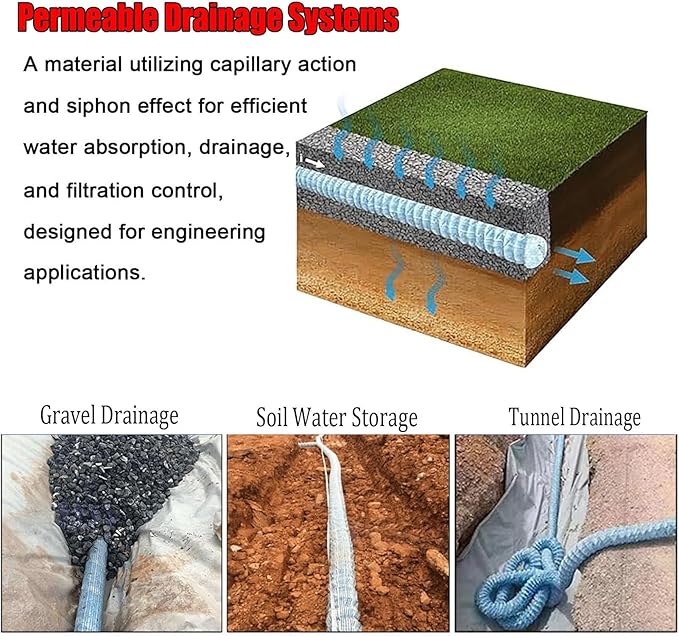 Commercial French Drain Pipe for Water Drainage, Construction Site/Sports Field Perforated Pipes & Weeping Tile, Dia 2in 3.9in 5.9in Wide Underground Drainage Systems(Dia10cm/3.9in,Long 12m/39.4ft)