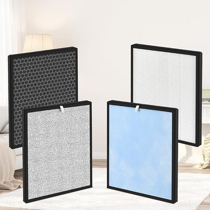 Value Pack Replacement Filter, Compatible with HATHASPACE HSP001 4 Stages Filtration with H13 True HEPA, 4-Pack |2 HEPA |2 CARBON