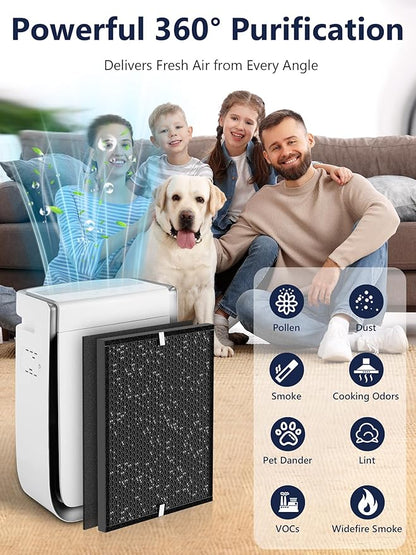 3000 Replacement Filter Compatible with Air Doctor AD3000 Version Air Purifier, Not for AD3500, 2 Carbon Filters & 4 PreFilters – Compare to Part #ADF3002 ADF3003