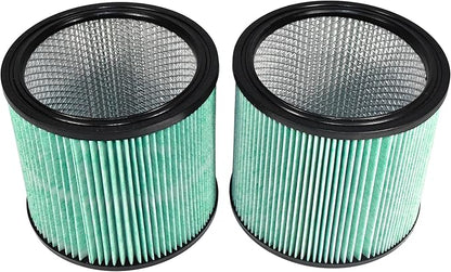 HQRP High Efficiency H14 HEPA Cartridge Filter 2-pack Replacement for Shop-vac 90350 90340 90304 9035033 90344, Fits most 4-16 Gallon Shop-Vac Wet/Dry Vacuums, Washable and Reusable, Green
