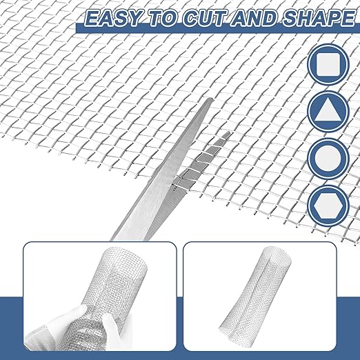 uxcell 5 Mesh 118" x 12" Woven Wire Mesh, 304 Stainless Steel Air Vent Filter Screen, Window Screen Mesh for DIY Projects Vents Cover Filtration Animals Fence