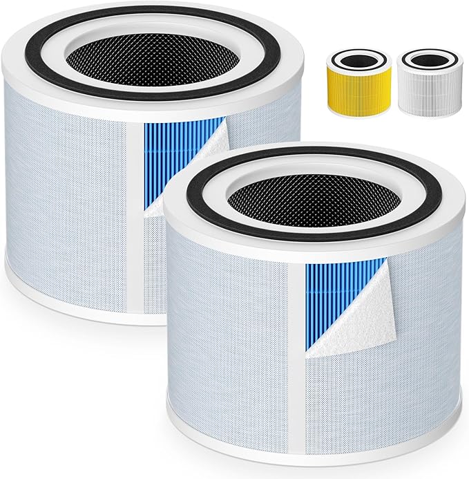 Core 300 Smoke Filter for LEVOIT Core 300/ Core 300S/ Core 300-P/Core 300S-P/Core P350 Air Purifi-ers, 3-IN-1 HEPA Filter, Compared to Part# Core 300-RF, Blue (2 Pack)