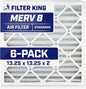 Filter King 13.25x13.25x2 Air Filter | 6-PACK | MERV 8 HVAC Pleated A/C Furnace Filters | MADE IN USA | Actual Size: 13.25 x 13.25 x 1.75"