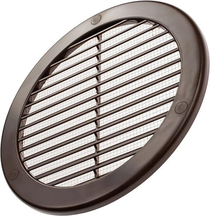Vent Systems 6" Inch (Opening Dimensions) Brown Soffit Vent Cover - Plastic Return Air Vent Cover - Round Ventilation Grille with Mesh Screen - HVAC Register Louver for Bathroom, Home, Kitchen
