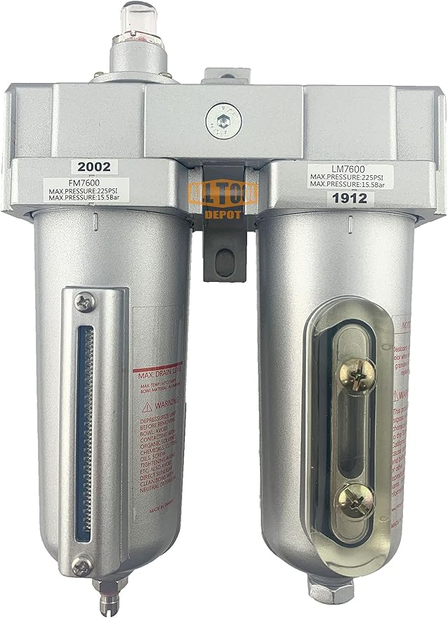 3/4" NPT HEAVY DUTY Industrial Grade 2 Stages Coalescing Filter Desiccant Dryer System For Compressed Air Lines, Metal Bowls, Great For Paint Spray And Plasma Cutter