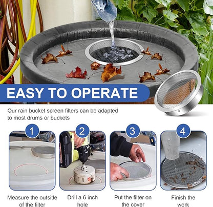 6" Rain Barrel Screen Aluminum, Rain Barrel Filter Rainwater Collection System, Keep Debris Out of Your Rain Barrel, Rain Barrel Diverter Kit, 2 Pack