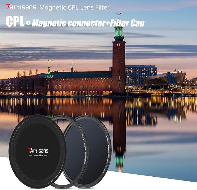 7artisans Nano Magnetic Filter UV Filter ND Light Reduction Filter/CPL Polarization Filter/GND Gradient Filter/Black Mist 1/4 Portrait Photography Filter Suitable for Lens(72mm CPL)