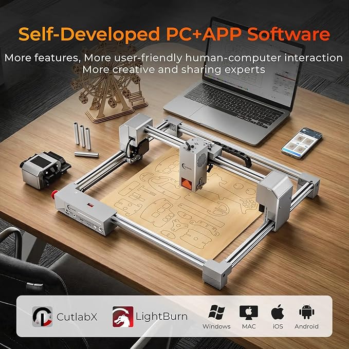 JL9 20W Laser Engraver and Cutter with Air Assist, Laser Engraving Machine for Wood Metal Acrylic Glass Stone, Powerful DIY CNC Laser Cutter 11.8" x 11.8" 20000mW Class1