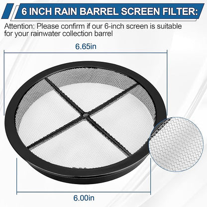 Rain Barrel Screen for Rain Barrel, 6 Inch Rain Barrel Cover for Rain Water Collection Barrel Diverter System, Rain Barrel Kit Vent Keep Mosquitos and Debris Out of Rain Barrels - Rain Barrel Parts