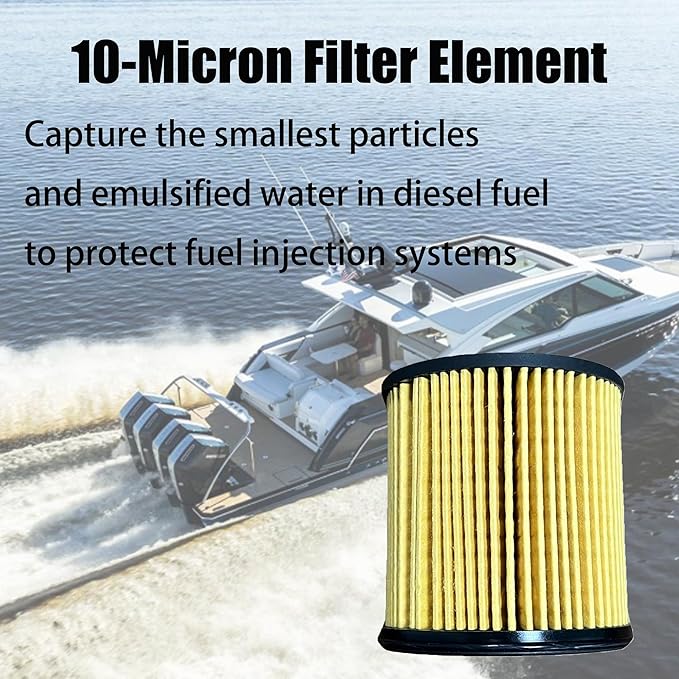 iFJF R12H (R12T Upgrade) Fuel Water Separator Filter Element 10 Micron Only Replacement for Our Own R12H Assembly for Marine or Automotive Replaces S3240 120AT NPT ZG1/4-19 (2Pcs)
