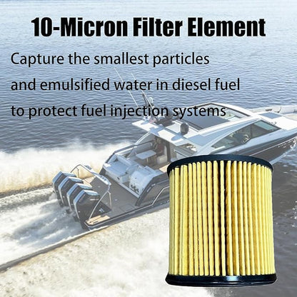 iFJF R12H (R12T Upgrade) Fuel Water Separator Filter Element 10 Micron Only Replacement for Our Own R12H Assembly for Marine or Automotive Replaces S3240 120AT NPT ZG1/4-19 (2Pcs)