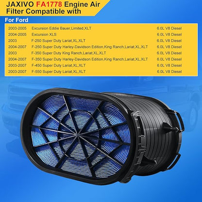 CA9516 Engine Air Filter for Ford 03-07 F250 F350 F450 F550 Super Duty 6.0L V8 Diesel,03-05 Excursion 6.0L V8 Diesel,Replaces 3C3U-9601-BC,3C3Z-9601-BA,FA1778