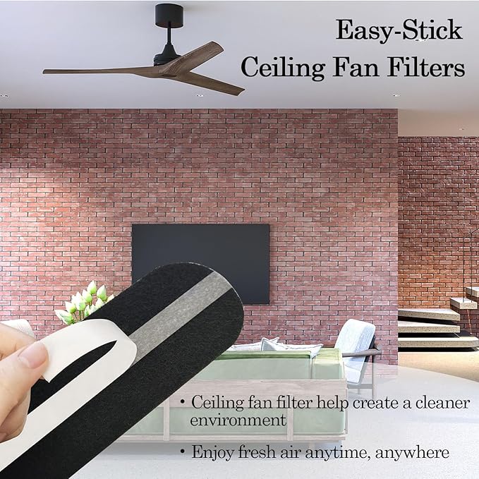 15 Pcs Ceiling Fan Filters for Blades, Easy-Stick Activated Coconut Shell Carbon Air Filte,Universal Ceiling Fan Air Purifiers for Common Household Contaminants