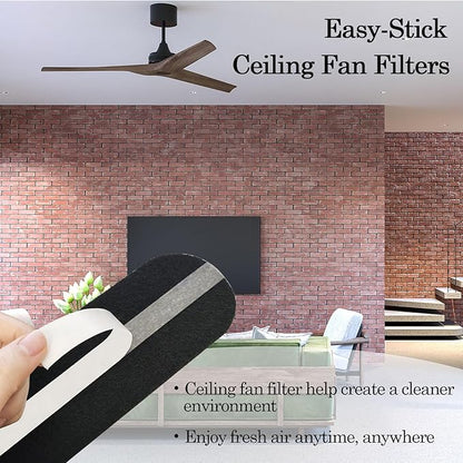 15 Pcs Ceiling Fan Filters for Blades, Easy-Stick Activated Coconut Shell Carbon Air Filte,Universal Ceiling Fan Air Purifiers for Common Household Contaminants