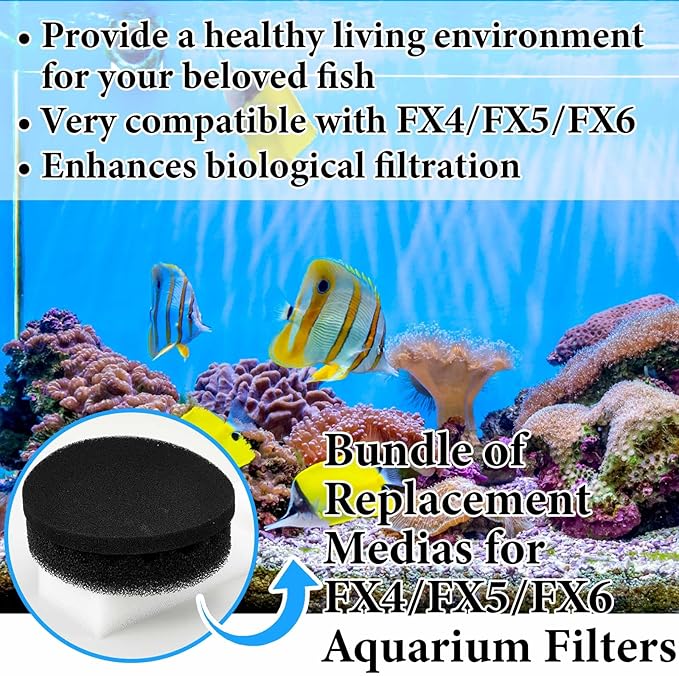 12 Pcs Aquarium Filter Media Kit Compatible with Fluval Fx4/fx5/fx6 Filter, Including Bio Sponge Pads, Carbon Foam Pad, Bio Sponge Block, Activated Carbon, Ceramic Rings, Silicone Lube