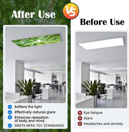 Fluorescent Light Covers - Classroom Covers for Ceiling Lights, 1 PCS 4 x 2 Feet Magnetic Light Filters, Classroom, Office Decor (Spring & Forest)