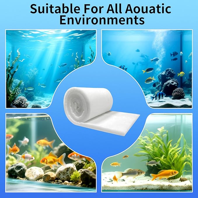 Aquarium Filter Floss 12"x72"x1" Thick Multi-Layer Filter Floss for Fish Tank, Polishing Aquarium Filter Pad, for Crystal Clear Water, Media Roll Cut to Size