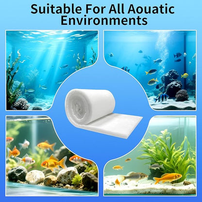 Aquarium Filter Floss 12"x72"x1" Thick Multi-Layer Filter Floss for Fish Tank, Polishing Aquarium Filter Pad, for Crystal Clear Water, Media Roll Cut to Size