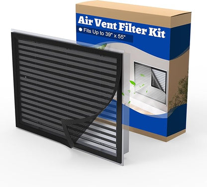 Air Vent Filter Kit, 39"x55" Cut to Fit Micro Mesh Filter with Low Resistance, Easy Air Flow, Air Vent Filters with Adhesive Hook Tape for HVAC, Registers and Grilles, Black