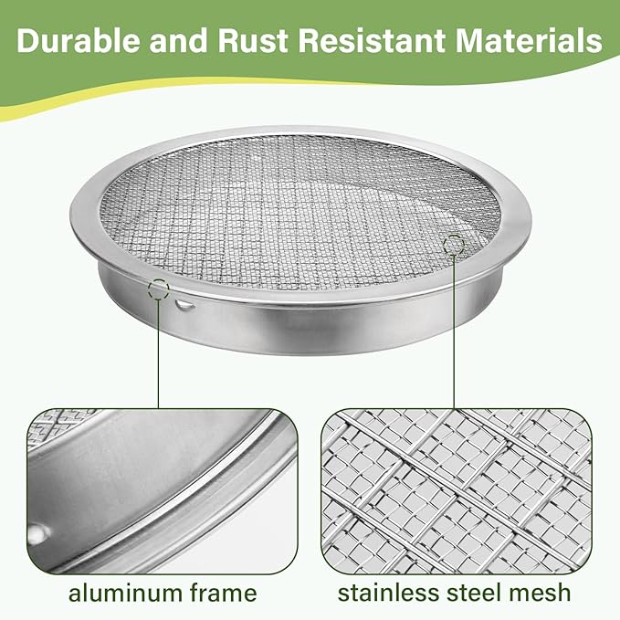 6" Rain Water Barrel Screen Filter - Rain Berral Vent Aluminum Mesh Cover for Rainwater Collection System, Keep Mosquitos and Debris Out of Rain Water Drum