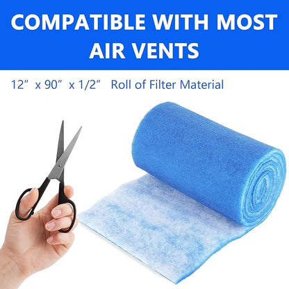 12x90 Inch Cut to Fit Air Filter Roll - MERV 8 Up to 50 Filters Cut to Size Air Filter Material Roll