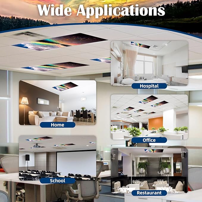 Fluorescent Light Covers - Classroom Covers for Ceiling Lights, 1 PCS 4 x 2 Feet Magnetic Light Filters, Classroom, Office Decor (Sunset)