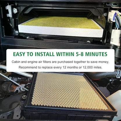 2PCS Cabin Engine Air Filter Kit Fits for 2024 2025 Tacoma 2.4L, 87139-0C010,17801-31130, 17801-0P051,CF12964, CA10755, JM871JMP050
