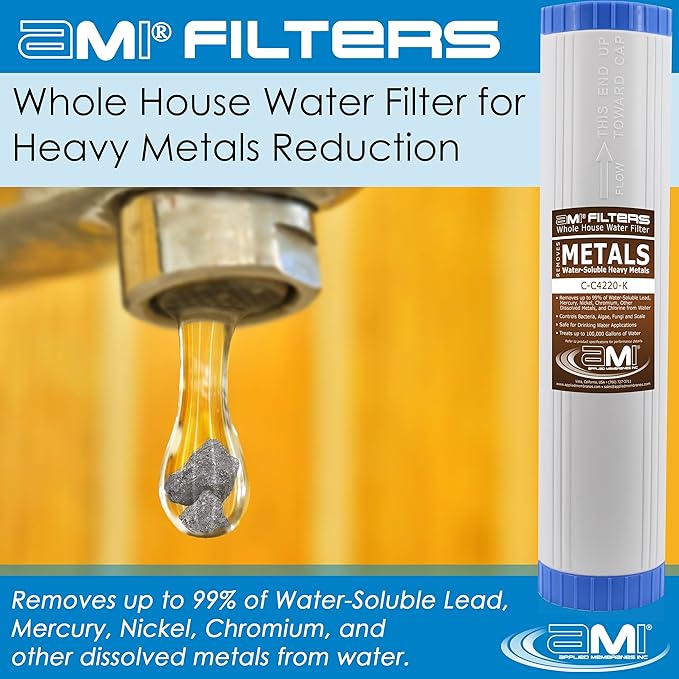 Applied Membranes Inc. 3-Stage Whole-House Water Filter Cartridge Replacements, 20-Inch Sediment, Carbon, and Heavy-Metal Filter Cartridges