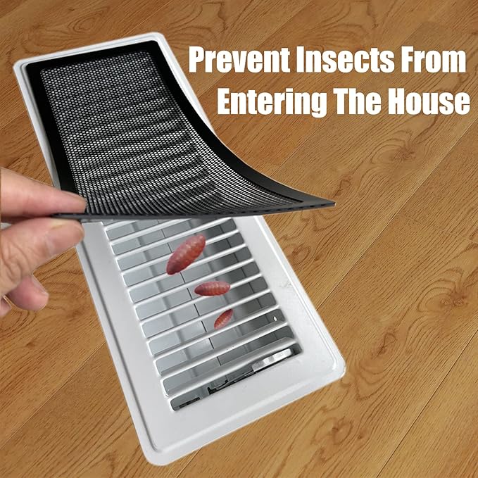 Floor Register Vent Cover- 4"x12" Magnetic Air Vent Screen Mesh Cover, Perfect for Wall/Ceiling/Floor Air Vent Filters (4-Packs)
