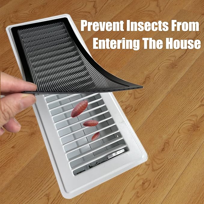 Floor Register Vent Cover- 4"x10" Magnetic Air Vent Screen Mesh Cover, Perfect for Wall/Ceiling/Floor Air Vent Filters (4-Packs)