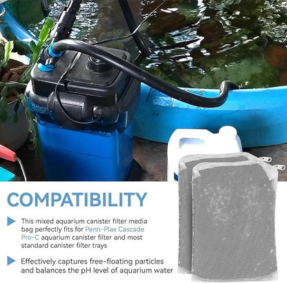 8 Oz Pro-C Mixed Aquarium Canister Filter Media Bag Compatible with Penn-Plax Cascade, Canister Filter Carbon Media for Remove Odors & Clear Water, Fish Tank Carbon Filter, 3 Pack (260g/bag)
