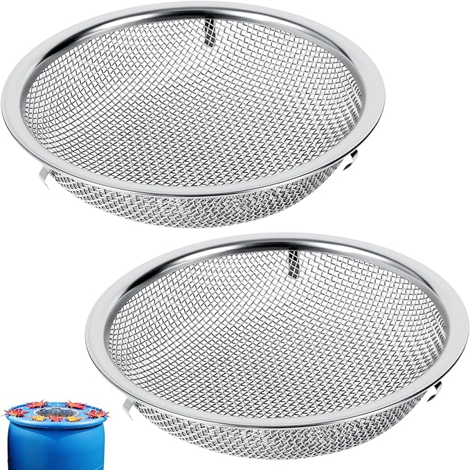 6" Rain Barrel Mesh Cover for Rain Barrels, 2-Pack 304 Stainless Steel Screen Filter, Never Rust -Kitchen Wash Colander -Compost Sifter, for Keep Leaves, Mosquitos Outside, Soil Sifter, cleaning seeds