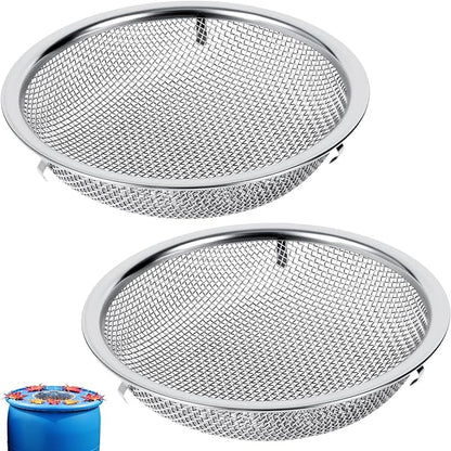 6" Rain Barrel Mesh Cover for Rain Barrels, 2-Pack 304 Stainless Steel Screen Filter, Never Rust -Kitchen Wash Colander -Compost Sifter, for Keep Leaves, Mosquitos Outside, Soil Sifter, cleaning seeds