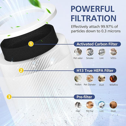 2 Pack A1 Filter Compatible with VEWIOR Air purifi-er HQSC-50, HQKJ-80, A1, AMEIFU AP01W, KOIOS HQKJ-50 Tailulu PUR0003, Efficient Filter for VEWIOR A1 Air purifi-er