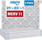 Aerostar 21.5x23.5x1 MERV 11-6 Count - Pleated Furnace & Air Conditioner Filters - Removes Dust, Cold & Flu Germs, Lint, Mold, Pet Dander, Allergy-Causing Pollen, Smog & Smoke