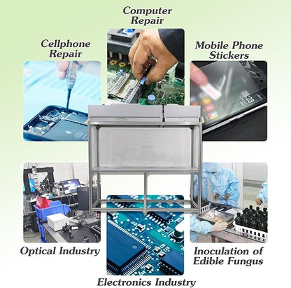 INTSUPERMAI Vertical Laminar Flow Hood Air Flow Clean Bench Workstation Lab Fume Hood with HEPA Filter 2 Station Dust Free Room Workshop for Phone LCD Repair Workshop Laboratory Using 110V