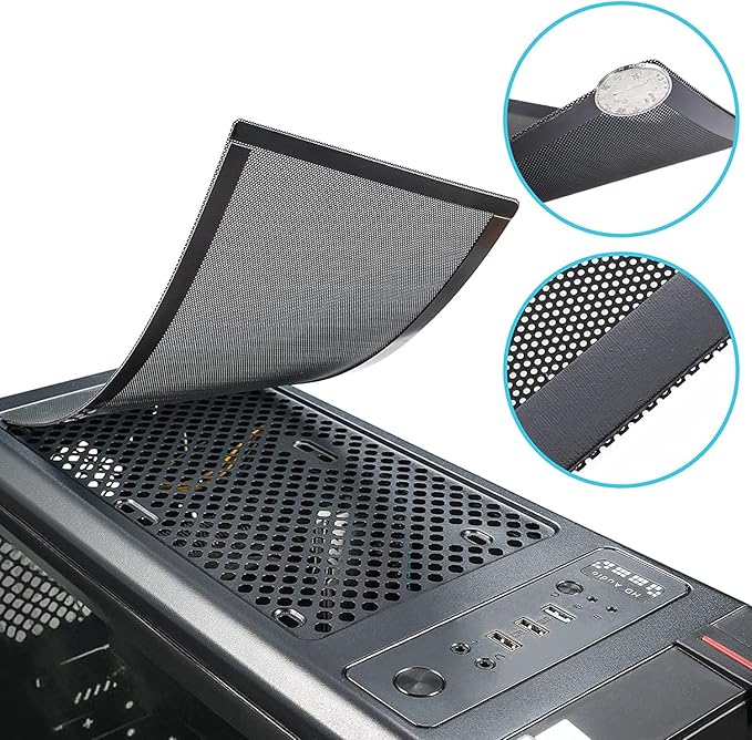 [4 Pack] 280x140mm PC Case Dust Mesh Filter, Magnetic Frame Computer Fan Dust Mesh PC Cooler Filter Dustproof PVC Cover Grills - Black